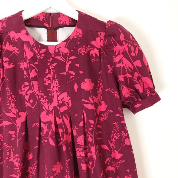 Vintage Cottagecore Puff Sleeve Floral Midi Dress - Picture 2 of 4